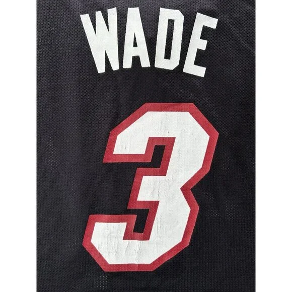 Miami Heat #3 Dwayne Wade NBA Basketball Black Away Jersey Men’s Size Large - Picture 7 of 8